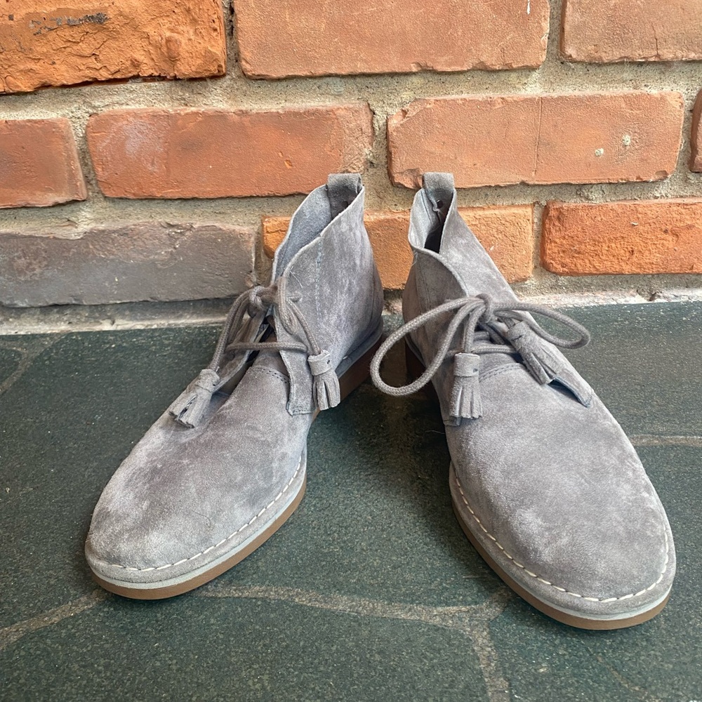 Gray Hush Puppies suede ankle boots